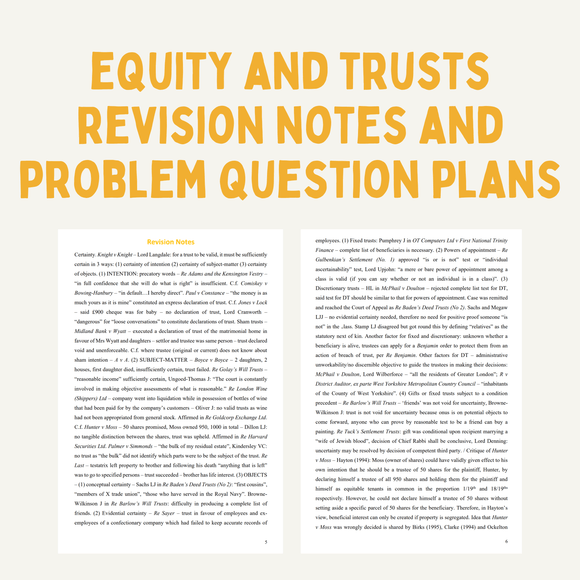 Equity and Trusts Revision Notes - How to Get a First in Law