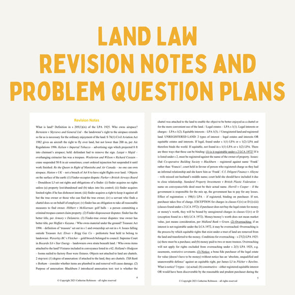 Land Law Revision Notes - How to Get a First in Law